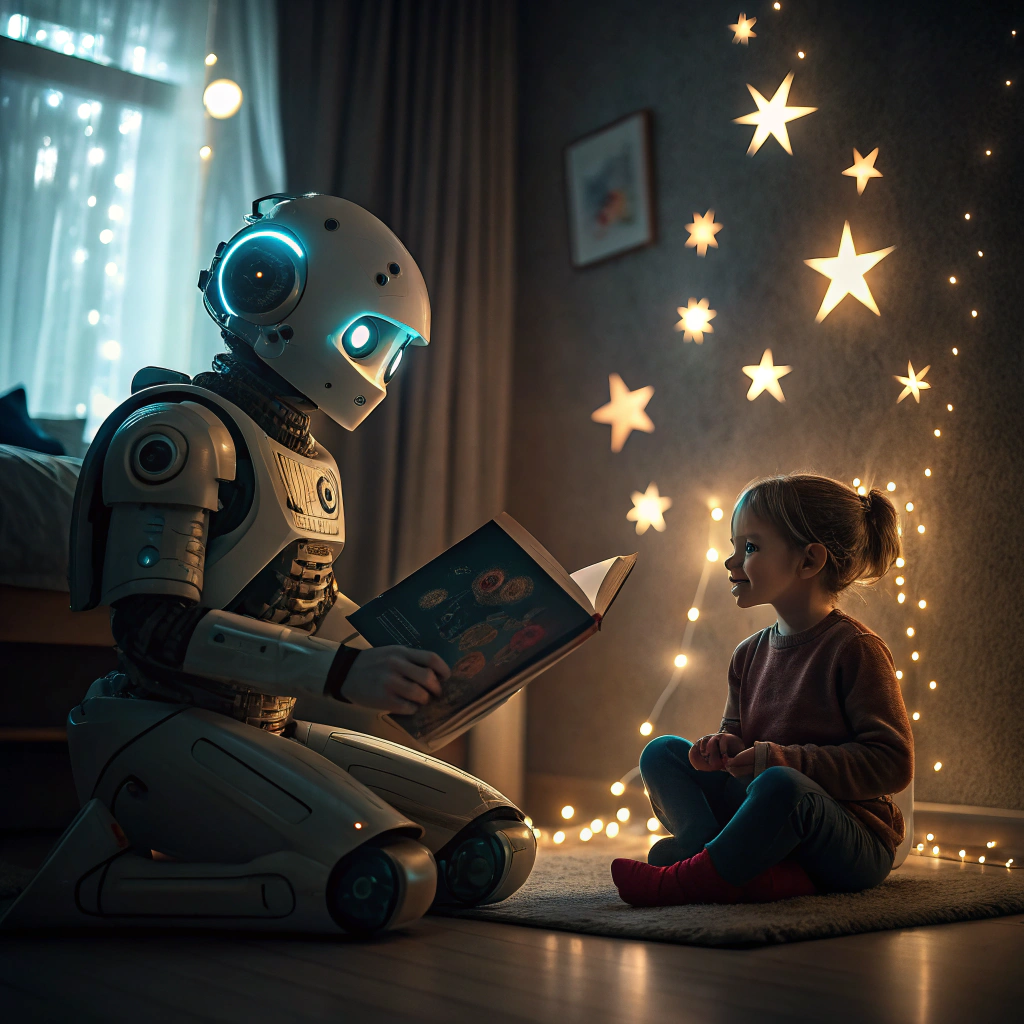 AI interface generating a personalized story with a child's name